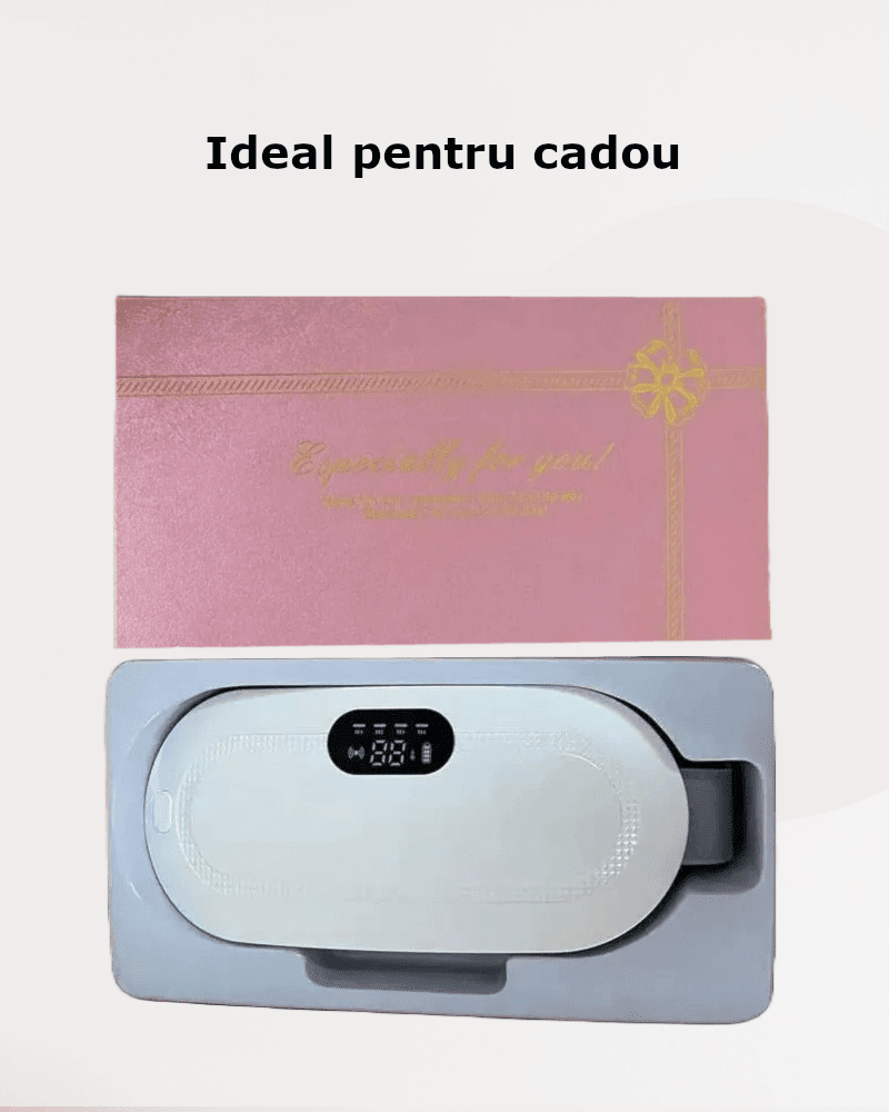 Aparat centura abdominala pentru incalzire si masaj, anti dureri menstruale, lombare, cu afisaj digital, 3 trepte de incalzire si 3 programe cu vibromasaj, portabil, acumulator 1800 mAh, alb - imagine 9