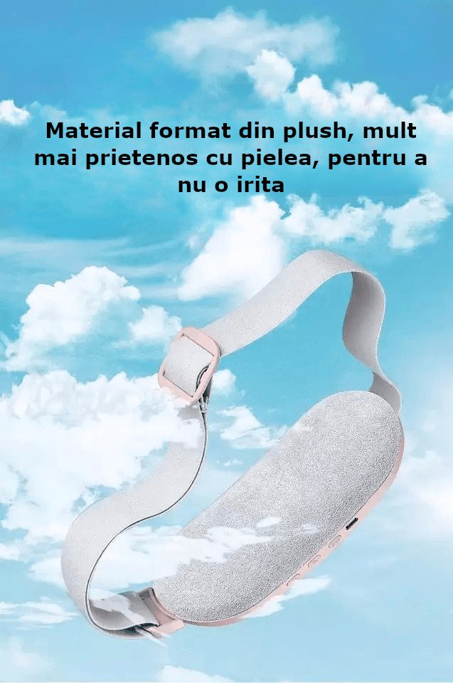 Aparat centura abdominala pentru incalzire si masaj, anti dureri menstruale, lombare, cu afisaj digital, 3 trepte de incalzire si 3 programe cu vibromasaj, portabil, acumulator 1800 mAh, alb - imagine 8