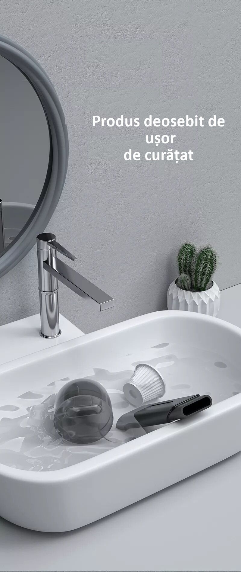 Aspirator auto sau de uz casnic, 2 in 1, putere mare de aspiratie, cu multiple perii, portabil, fara fir, anti-acarieni, lumina UV, filtru, 80W, 13000 Pa, acumulator 3000 mAh, Albastru - imagine 9