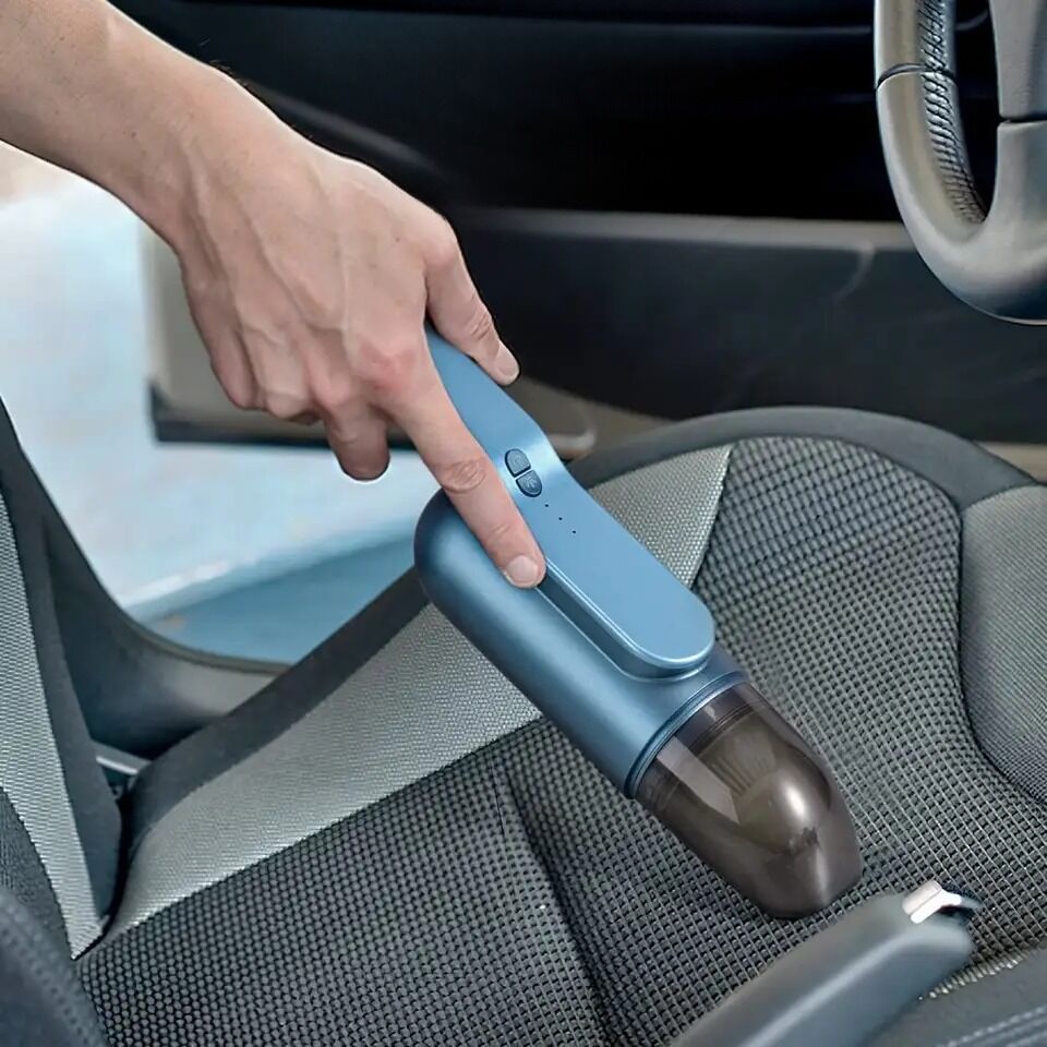 Aspirator auto sau de uz casnic, 2 in 1, putere mare de aspiratie, cu multiple perii, portabil, fara fir, anti-acarieni, lumina UV, filtru, 80W, 13000 Pa, acumulator 3000 mAh, Albastru - imagine 6