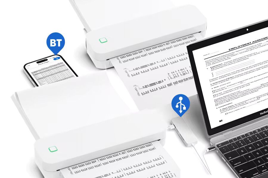 Imprimanta termica pentru tatuaje, portabila, fara fir, nu necesita tus, suporta formaturi pana in A4, Bluetooth, USB, compatibila cu iOS / Android / Windows / MacOS, foi incluse, alb cocos - imagine 9